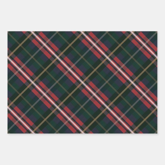 Festive, stylische, dunkelrote und grüne Karierte  Geschenkpapier Set (Vorderseite 3)
