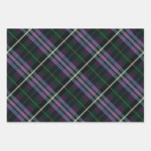 Festive, stylische, dunkle Lila und grüne Karierte Geschenkpapier Set (Vorderseite)