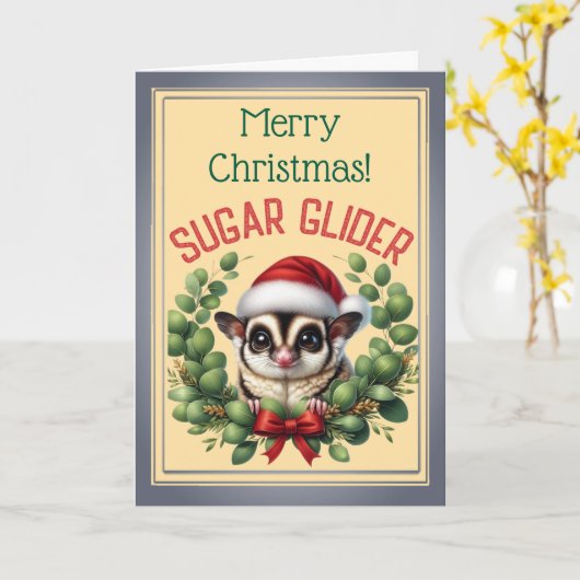 Festive Sugar Glider Weihnachtskarte Karte (Gelbe Blume)