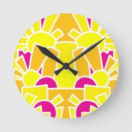 Festive Sun Doodle Art 42 Runde Wanduhr