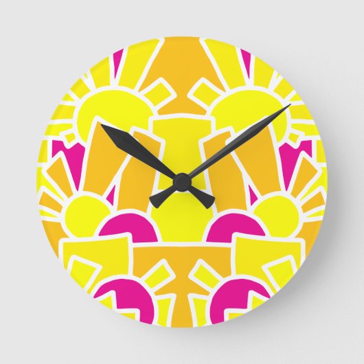Festive Sun Doodle Art 42 Runde Wanduhr (Vorderseite)