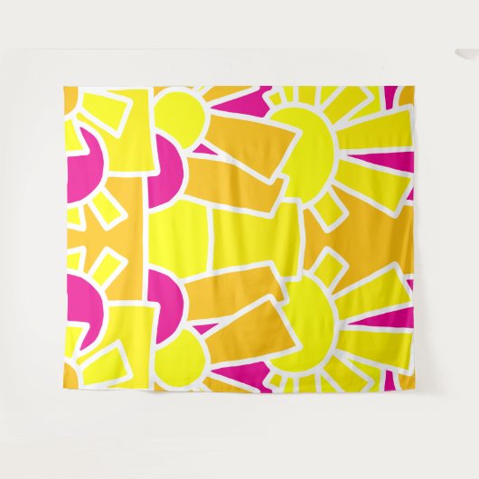 Festive Sun Doodle Art 42 Wandteppich (Vorderseite (Horizontal))