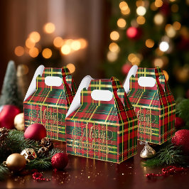 Festive Tartan Red and Green 'Merry Christmas' Geschenkschachtel