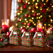 Festive Tartan Red and Green 'Merry Christmas' Geschenkschachtel