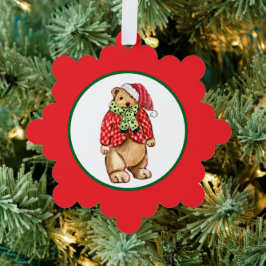 Festive Teddy Bear Ornament Karte