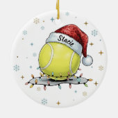 Festive Tennis Ball Holiday Design Keramik Ornament (Hinten)