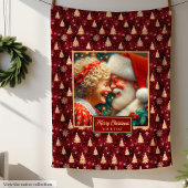 Festive Throw Blanket Burgundy Gold Mr. & Mrs. Cla Fleecedecke