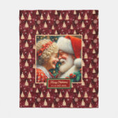 Festive Throw Blanket Burgundy Gold Mr. & Mrs. Cla Fleecedecke (Vorderseite)