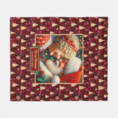 Festive Throw Blanket Burgundy Gold Mr. & Mrs. Cla Fleecedecke (Vorderseite (Horizontal))
