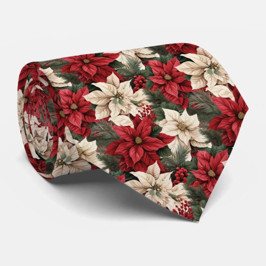 Festive tiled poinsettia pattern krawatte (Gerollt)