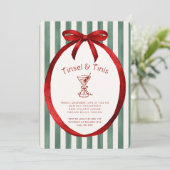 Festive Tinis and Tinsel Martini Christmas Party Einladung (Stehend Vorderseite)