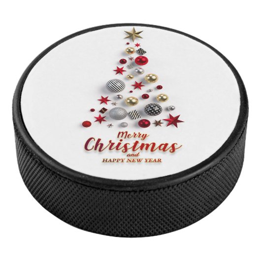 “Festive Tree in Snow”  Eishockey Puck (3/4)
