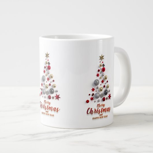 “Festive Tree in Snow” Jumbo-Tasse (Vorderseite Rechts)