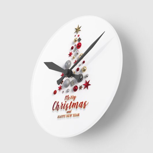 “Festive Tree in Snow”  Runde Wanduhr (Winkel)