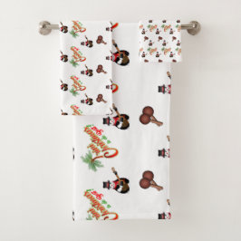 FESTIVE Trini Christmas auf WHITE Badhandtuch Set