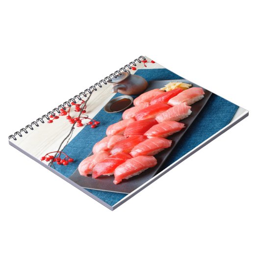 Festive Tuna Sushi Platter Notebook Notizblock (Linke Seite)