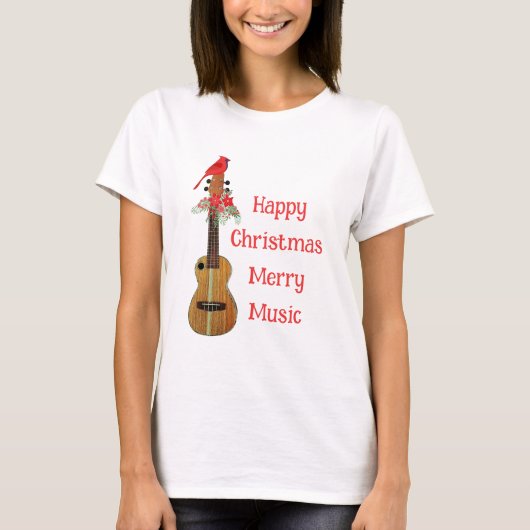 Festive Ukulele Frohe Weihnachten Frohe Musik T-Shirt (Vorderseite)