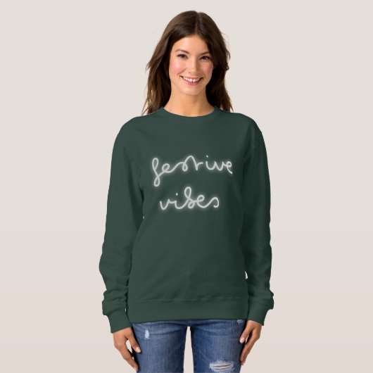 Festive Vibes | Modern Neon Light Trendy Red Xmas Sweatshirt (Vorne ganz)