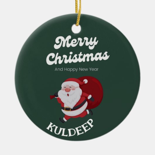 "Festive Vibes: Weihnachts- und Neujahrsjubiläum" Keramik Ornament (Vorne)