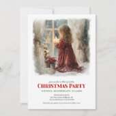 Festive Victorian Little Girl Awaiting Santa Einladung (Vorderseite)