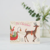 festive Vintage Christmas reindeer Feiertagspostkarte (Stehend Vorderseite)