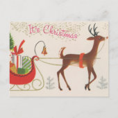 festive Vintage Christmas reindeer Feiertagspostkarte (Vorderseite)