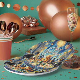 Festive Vintage Silvester-Papierplatte Pappteller