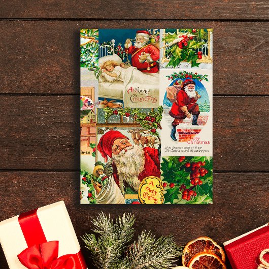 Festive Vintage Victorian Christmas Santa Toys Postkarte