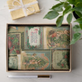 Festive Vintage Weihnachtskarte Collage Green BG Seidenpapier (Geschenk)