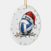 Festive Volleyball Holiday Design with Snowflakes  Keramik Ornament (Rechts)