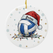 Festive Volleyball Holiday Design with Snowflakes  Keramik Ornament (Hinten)