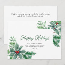 Festive Wasserfarbe Holly Berry Weihnachtsgrüße