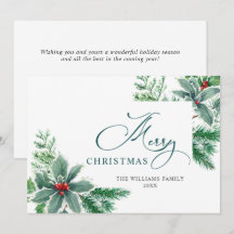 Festive Wasserfarbe Holly Berry Weihnachtsgrüße