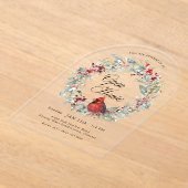 Festive Watercolor Cardinal Wreath Arch Open House Acryleinladungen (Ablage )