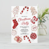 Festive Watercolor Christmas Party Einladung (Stehend Vorderseite)
