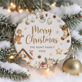 Festive Watercolor Christmas Party  Keramik Ornament