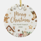 Festive Watercolor Christmas Party  Keramik Ornament (Vorne)