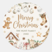 Festive Watercolor Christmas Party  Runder Aufkleber (Vorderseite)