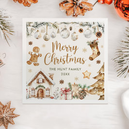 Festive Watercolor Christmas Party  Serviette