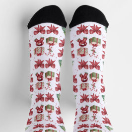 Festive Watercolor Christmas Pattern Crew Socks Socken