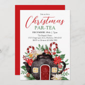 Festive Watercolor Christmas Tea Party Einladung (Vorne/Hinten)
