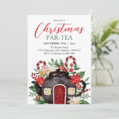 Festive Watercolor Christmas Tea Party  Einladung (Stehend Vorderseite)