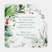 Festive Watercolor Greenery Merry Christmas Ornament Aus Metall (Rückseite)