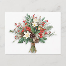 Festive Watercolor Holiday Bouquet Feiertagspostkarte