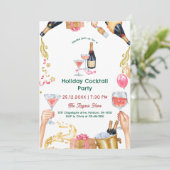 Festive Watercolor Holiday Cocktail Party Einladung (Stehend Vorderseite)