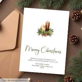 Festive Watercolor Pine Wreath Christmas Greeting  Feiertagskarte