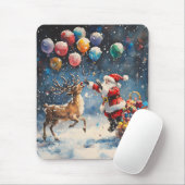 Festive Watercolor Santa Reindeer Colorful Balloon Mousepad (Mit Mouse)