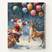 Festive Watercolor Santa Reindeer Colorful Balloon Notizblock (Rückseite)
