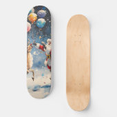 Festive Watercolor Santa Reindeer Colorful Balloon Skateboard (Vorderseite)