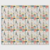 Festive Watercolor Tree Pattern Design Geschenkpapier (Flach)